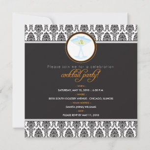 Invitación : personalizado Elegant Damask Cocktail Party Invi
