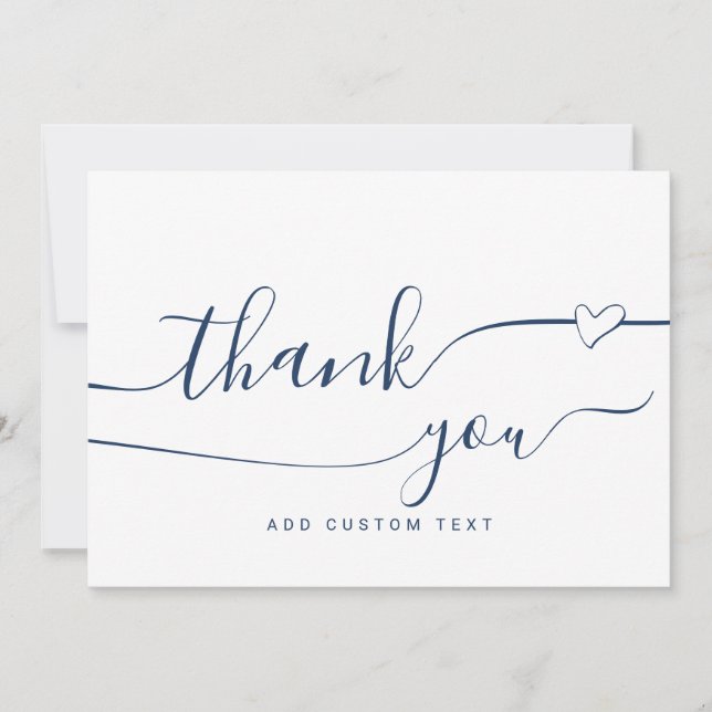 Invitación Personalizado Elegant Heart Calligraphy Gracias Ca (Anverso)