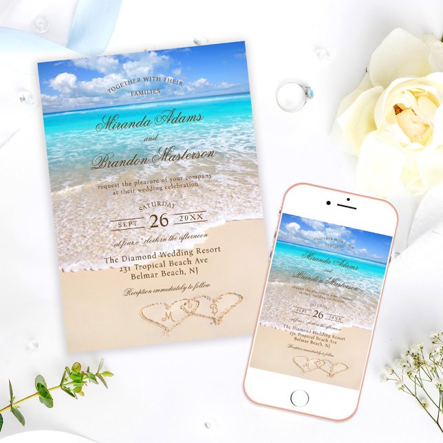 Invitación Personalizado Elegante Blue Ocean Tropical Beach W (Subido por el creador)