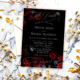 Invitación Personalizado elegante Boda floral negro y rojo