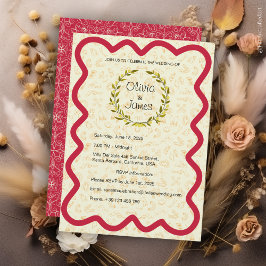 Invitación Personalizado elegante Boda moderno rojo y cremoso