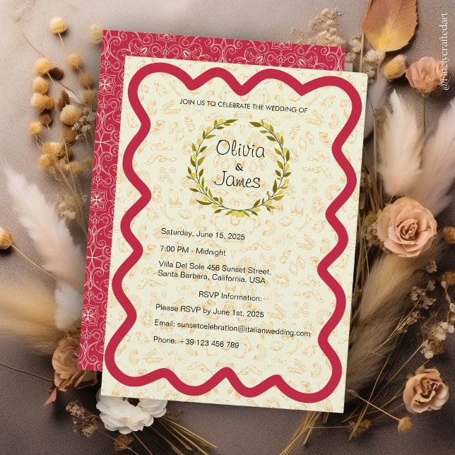 Invitación Personalizado elegante Boda moderno rojo y cremoso (Subido por el creador)