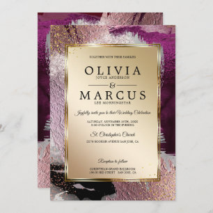 Invitación Personalizado   Elegante Cassis de Oro Plum Brote 