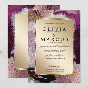 Invitación Personalizado   Elegante Cassis de Oro Plum Brote