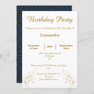 Invitación Personalizado ELEGANTE DE ORO Y NAVY STAR