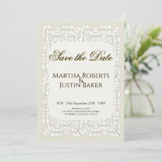 Invitación Personalizado elegante encaje blanco ornamental Gu