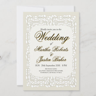 Invitación Personalizado elegante moderno encaje blanco ornam