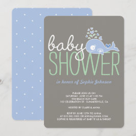Invitación Personalizado Embarazada Madre Azul Whale Boy Baby