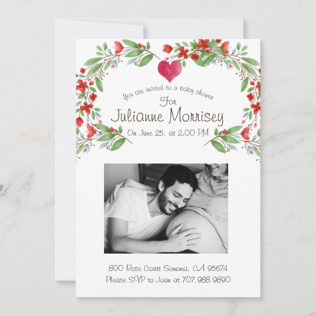 Invitación Personalizado Embarazada Mamá Bebé Foto Baby Showe (Anverso)