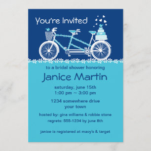 Invitación Personalizado en bicicleta tándem Aqua