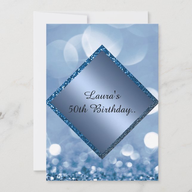 Invitación Personalizado en línea de cumpleaños azul real ele (Anverso)