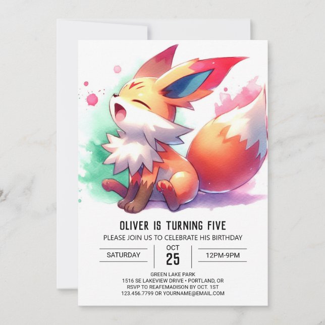 Invitación Personalizado encantado Fox Birthday (Anverso)