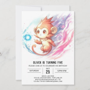 Invitación Personalizado encantado Mono Cumpleaños