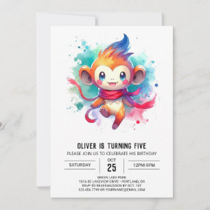 Invitación Personalizado encantado Mono Cumpleaños