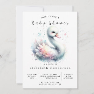 Invitación Personalizado encantado Swan Baby Shower