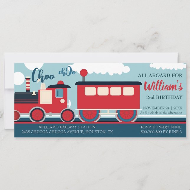 Invitación Personalizado Entrene Cho Choo Ticket (Anverso)