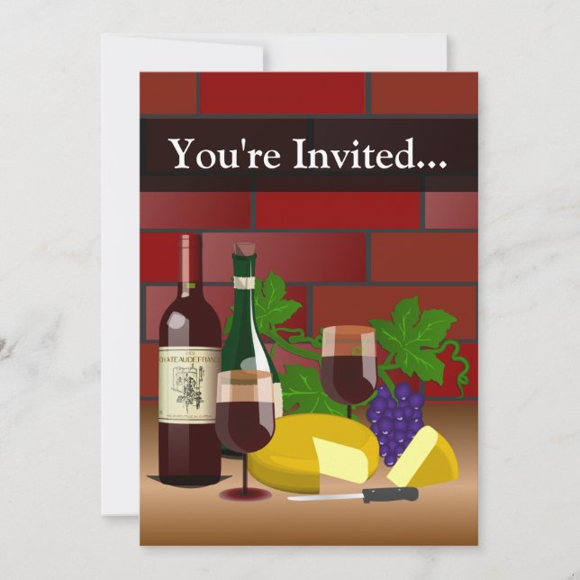 Invitación Personalizado, escena de la mesa de vin (Anverso)