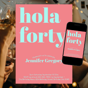 Invitación Personalizado Español moderno Hola Cuarenta cumple