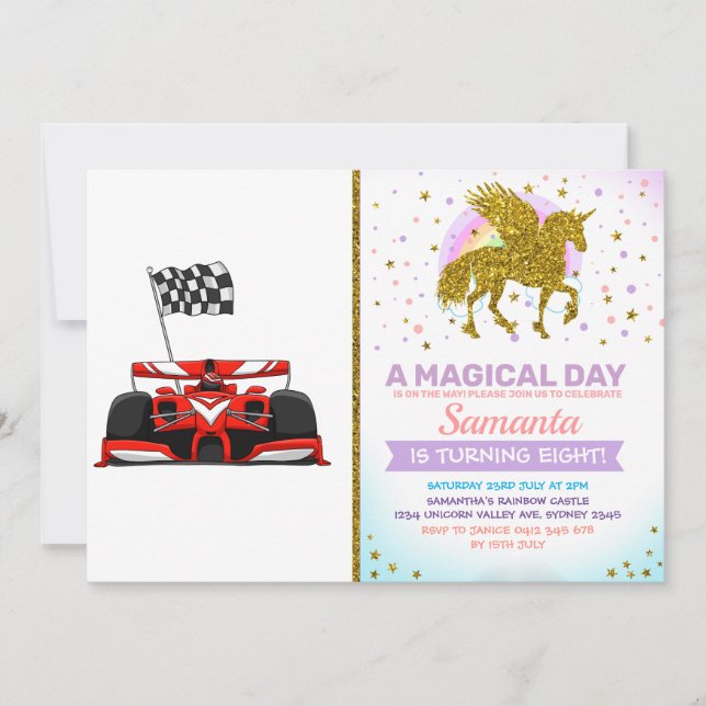 Invitación Personalizado extremo del coche de carreras |Elegi (Anverso)