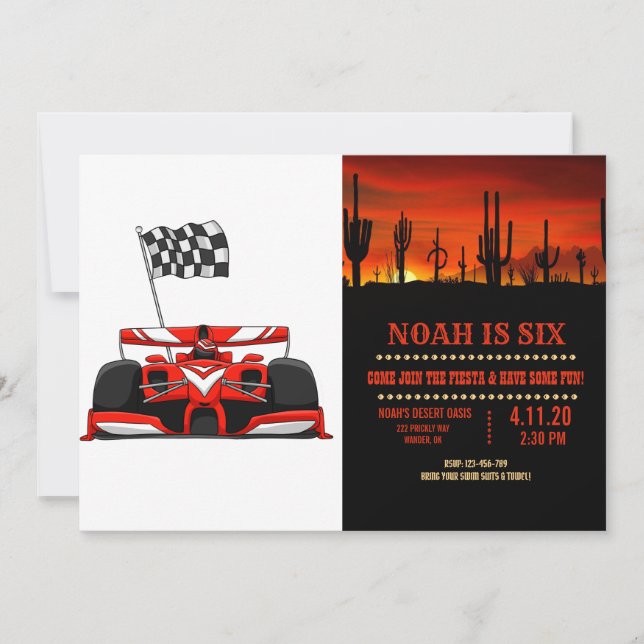 Invitación Personalizado extremo del coche de carreras |Elegi (Anverso)