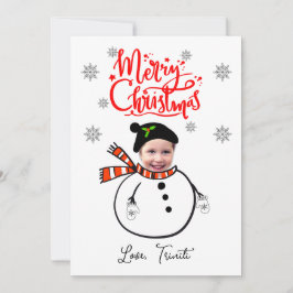 Invitación Personalizado Face Foto Cute Snowman Feliz Navidad