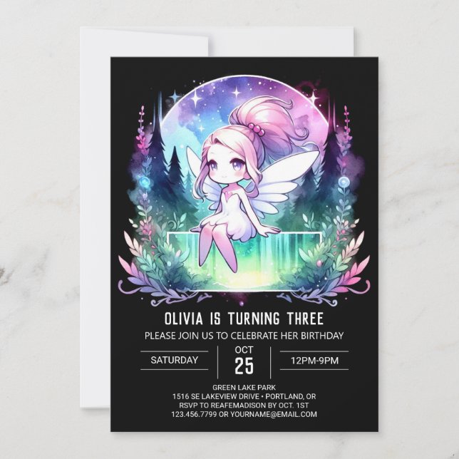 Invitación Personalizado Fantasy Fairy Birday (Anverso)