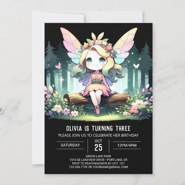 Invitación Personalizado Fantasy Fairy Birday (Anverso)