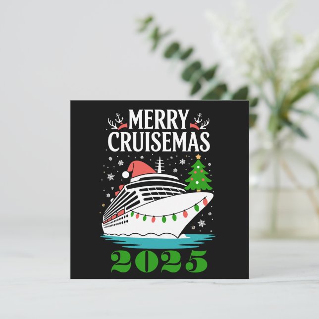 Invitación Personalizado Feliz Crucero Navideño Familia en Ba (Anverso de pie)