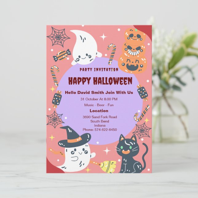 Invitación Personalizado Feliz Fiesta de Halloween (Anverso de pie)