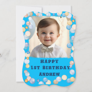Invitación Personalizado Feliz Primer Cumpleaños con Foto