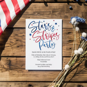 Invitación Personalizado Fiesta de Estrellas Patrióticas y Ra