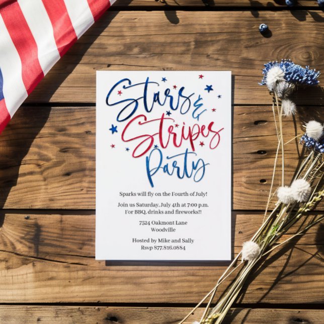 Invitación Personalizado Fiesta de Estrellas Patrióticas y Ra (Subido por el creador)