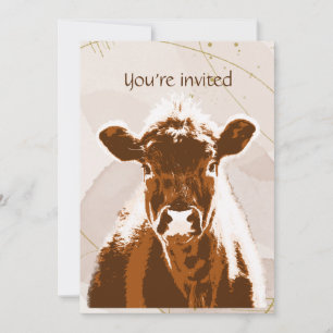 Invitación Personalizado Fiesta de Nacimiento Marrón Granja d