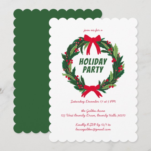 Invitación Personalizado Fiesta de Navidades de feriado de gu (Anverso / Reverso)
