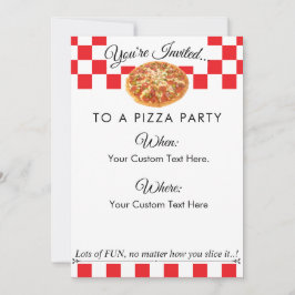 Invitación Personalizado Fiesta de pizzas de texto|Chequero b
