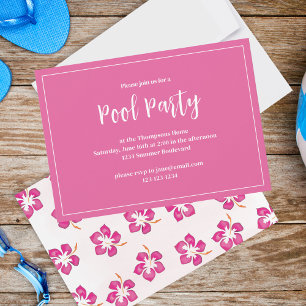 Invitación Personalizado Fiesta de verano con flores rosadas