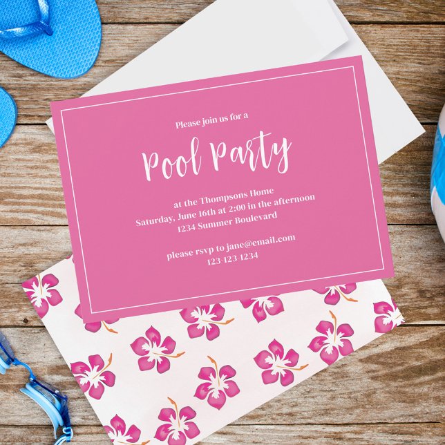 Invitación Personalizado Fiesta de verano con flores rosadas (Subido por el creador)