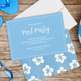 Invitación Personalizado Fiesta de verano floral tropical azu