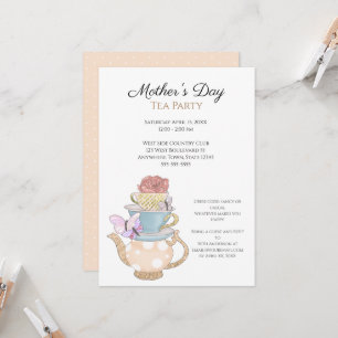 Invitación Personalizado Fiesta del té del día de la madre