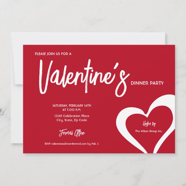 Invitación Personalizado fiesta El día de San Valentín de cor (Anverso)