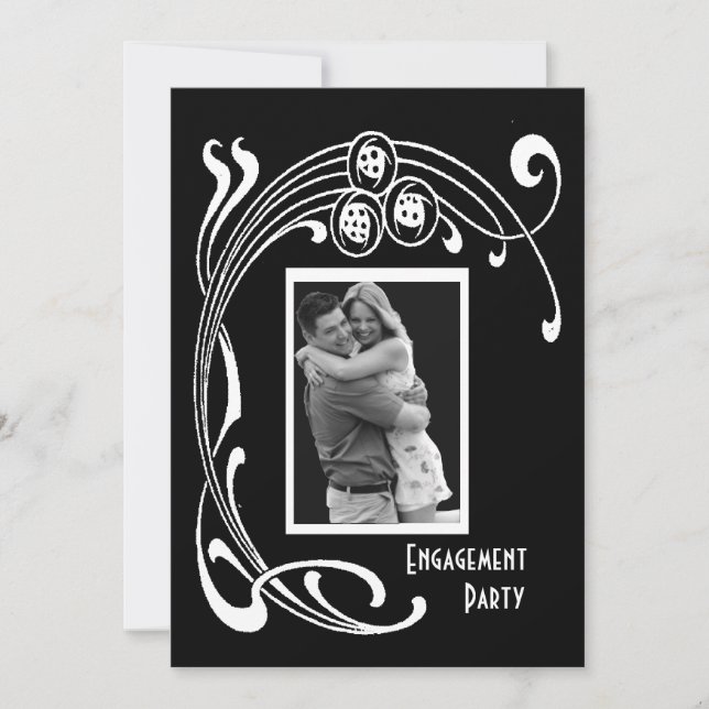 Invitación Personalizado Fiesta negro y blanco (Anverso)