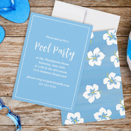 Invitación Personalizado Fiesta tropical de la floral azul ve