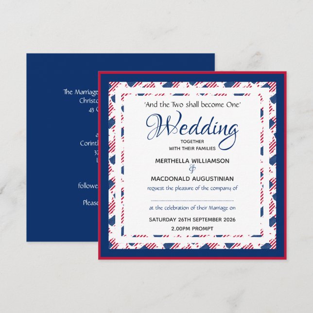 Invitación PERSONALIZADO FLAG de EE.UU. Boda de Plaza Patriót (Anverso / Reverso)