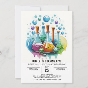 Invitación Personalizado Flask Fusion Scientithday cumpleaños