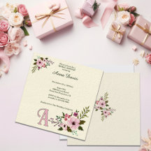 Personalizado Floral Antiguo Ducha Bridal Inicial