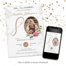 Personalizado Floral Blanco Foto 80 cumpleaños sor