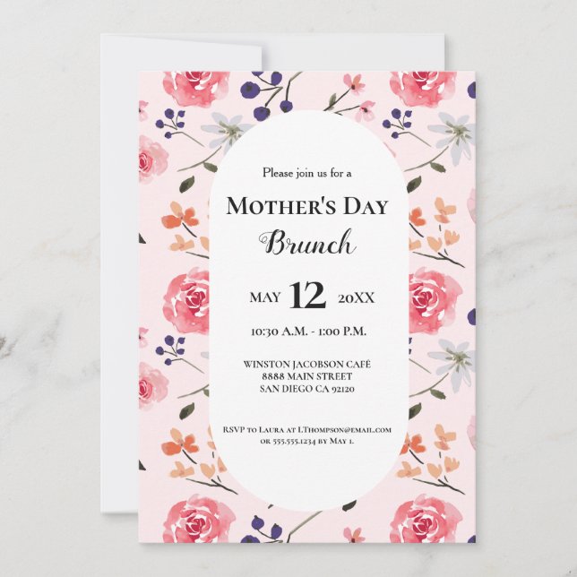Invitación Personalizado Floral Brunch Pink Peonies del Día d (Anverso)