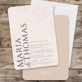 Invitación Personalizado Floral Elegante de Bodas de Rubor