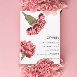 Invitación Personalizado floral moderno de Carnations rosado