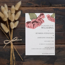 Invitación Personalizado floral moderno de Carnations rosado
